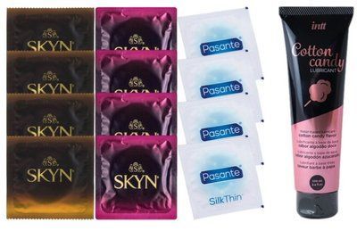 Комплект: Лубрикант Intt Cotton Candy (100мл) +8 шт. SKYN+4 шт. Pasante Silk SOS10446 фото