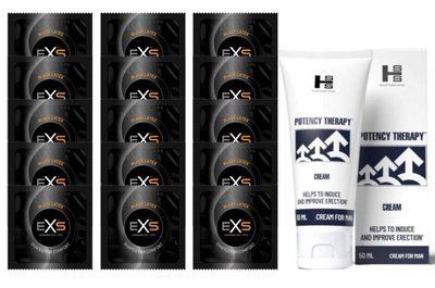 Комплект EXS Black Latex 15 шт + Potency Therapy Cream (50 мл) SOS14604 фото