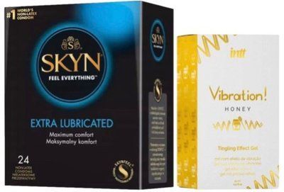 Набор из SKYN Extra Lube (24 шт) + Жидкий вибратор Intt Vibration Honey (15 мл) SOS10094 фото