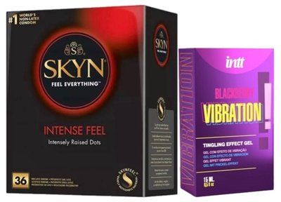 Набор из SKYN Intense Feel (36 шт) + Жидкий вибратор Intt Vibration Blackberry (15 мл) SOS9844 фото