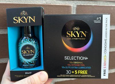 Набор : SKYN Selection 30 + 5 of 5 Senses 35 шт и Лубрикант SKYN AQUA FEEL &ndash; 80 мл SOS590 фото