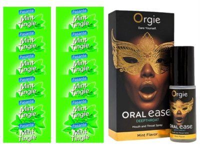 Комплект Pasante Mint Tingle 10 шт + ORGIE Oral Ease Deepthroat Spray (15 мл) SOS13906 фото