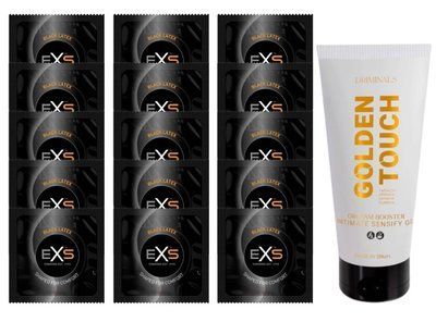 Комплект EXS Black Latex 15 шт + Driminals Golden Touch Orgasm Booster 30 мл SOS14654 фото