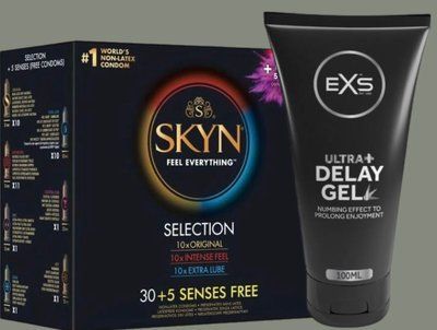 SKYN 35 Selection 35 шт + EXS Delay Gel Ultra 100ml SOS4973 фото