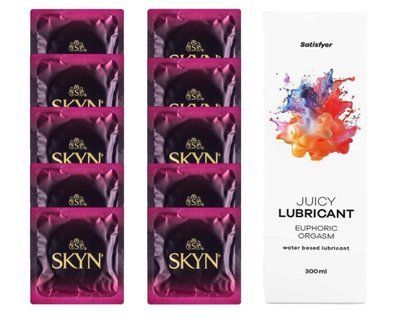 Комплект SKYN CHERRY 10 шт. + Лубрикант Satisfyer Juicy Lubricant Euphoric Orgasm 300 мл SOS12605 фото