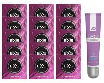 Комплект EXS Extra Thick 15 шт + JO CHILL COOLING SOS14698 фото