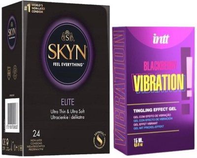 Набір з SKYN Elite (24 шт) + Рідкий вібратор Intt Vibration Blackberry (15 мл) SOS10144 фото