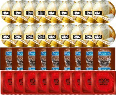 Набір 36 шт ONE Banana Split + Pasante Chocolate + EXS Warming Comfy Fit SOS7737 фото