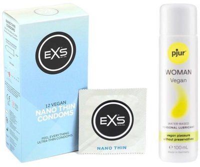 Набір EXS NANO Thin (12 шт) + pjur Woman Vegan 100 мл SOS13505 фото