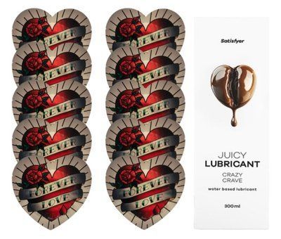 Комплект Pasante Heart 10шт. + Лубрикант Satisfyer Juicy Lubricant Crazy Crave 300 мл SOS11553 фото