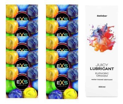 Комплект: EXS BUBBLEGUM 10 шт. + Лубрикант Satisfyer Euphoric Orgasm 300 мл SOS11451 фото
