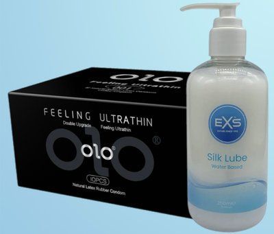 Набір OLO - ультратонкі -001 ( 10 штук) + Лубрикант EXS Aloe vera silk lube 250 мл SOS4497 фото