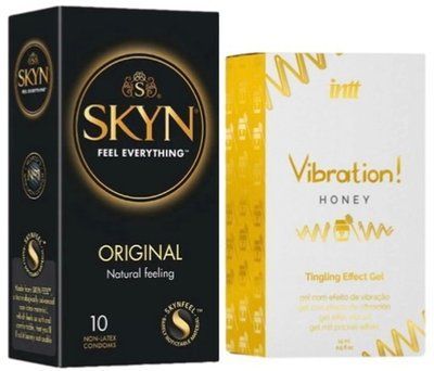 Набор из SKYN Original (10 шт) + Жидкий вибратор Intt Vibration Honey (15 мл) SOS9894 фото