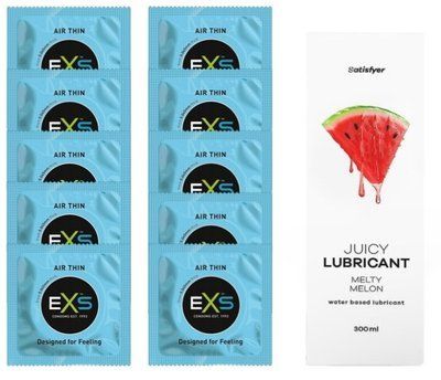 Набор: EXS Air Thin 10 шт. + Лубрикант Satisfyer Melty Melon 300 мл SOS11197 фото
