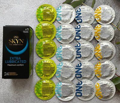Набір 44 штук Skyn Extra Lube + ONE Super Studs, Super Sensitive, Classic, Glowing Pleasures SOS2286 фото
