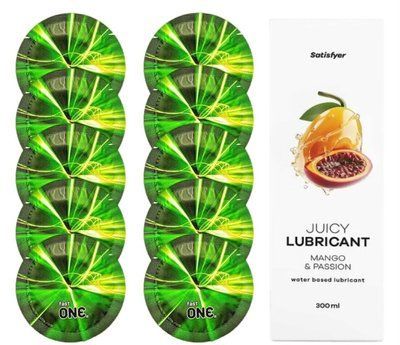 Комплект One Glowing 10 шт. + Лубрикант Satisfyer Juicy Lubricant Mango & Passion (300 мл) SOS12203 фото
