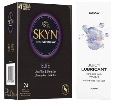 Набор Лубрикант Satisfyer Sparkling Water 300мл + SKYN Elite 24 шт. SOS12705 фото