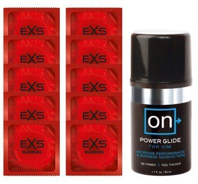 Комплект EXS Warming 10 шт + Sensuva ON Power Glide For Him (50 мл) SOS14357 фото