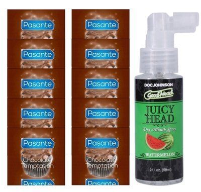 Pasante Chocolate Temptation 10 шт + Doc Johnson GoodHead &ndash; Juicy Head Watermelon (59 мл) SOS14006 фото