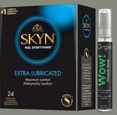 Набір SKYN Extra Lube 24 шт + Спрей WOW! ментол: 10 мл. ORGIE SOS5852 фото