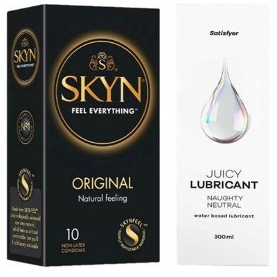 Комплект Лубрикант Satisfyer Juicy Lubricant Naughty Neutral 300 мл + SKYN Original 10 шт SOS12755 фото