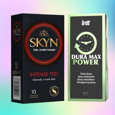 Набір SKYN Intense Feel 10 шт та Пролонгатор Intt Dura Max Power (12 мл) SOS4385 фото