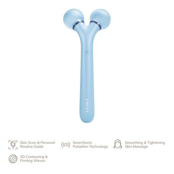 Електронний ультразвуковий ролик для обличчя GESKE Sonic Facial Roller 4в1 aquamarine HB0182 фото