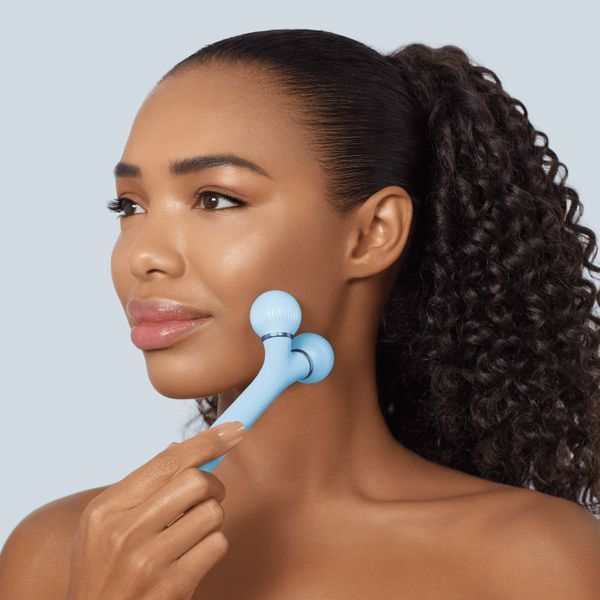 Електронний ультразвуковий ролик для обличчя GESKE Sonic Facial Roller 4в1 aquamarine HB0182 фото