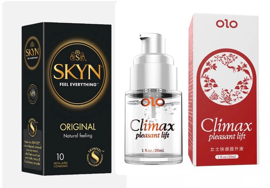 Набор презервативов SKYN Original 10 штук + возбуждающий гель OLO Climax pleasant lift SOS9 фото