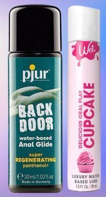 Набір лубрикантів pjur backdoor Regenerating 30 мл + Wet Oral Play Cupcake (30 мл) LB544 фото