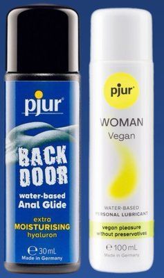 Набір лубрикантів pjur backdoor Comfort water glide 30 мл + pjur Woman Vegan 100 мл LB345 фото