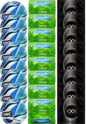 Набір 24 шт ONE Fresh Mint + Delay Infinity + EXS Black Latex SOS7489 фото