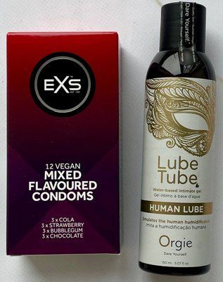 Набір EXS Mixed Flavoured 12 шт + Лубрикант HUMAN LUBE Intimate Gel, 150 мл ORGIE SOS3238 фото