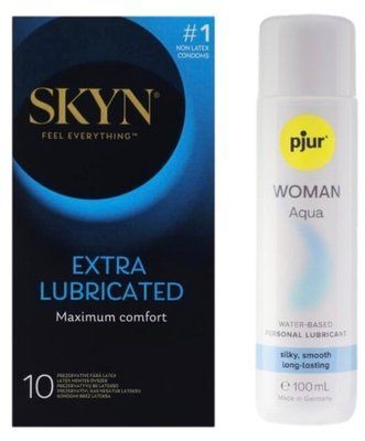Комплект Skyn ​​Exstra Lube 10 шт + pjur Woman Aqua 100 мл SOS13306 фото