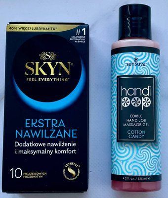 Комплект SKYN Extra Lube 10 шт - Лубрикант Sensuva Handipop Cotton Candy (125 мл) SOS3387 фото