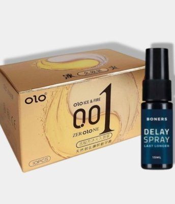 OLO 0.01 Ice Durable Gold 10 шт + Пролонгатор Boners Delay Spray SOS5960 фото