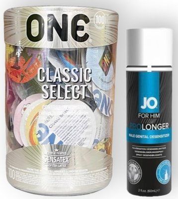 Набор из ONE Classic Select 100 шт + System JO Prolonger Spray with Benzocaine (60 мл) SOS8985 фото