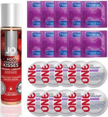 Набір 20 шт Pasante TRIM та ONE Tattoo Touch + System JO H2O &mdash; Strawberry Kiss(30 мл) SOS4885 фото