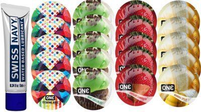 Набор из Swiss Navy Water-Based 10 мл + ONERibs + Mint Chocolate + ONEChocolateStrawberry + ONEBanana SOS8535 фото