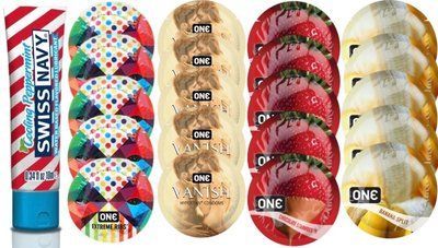 Набор из SwissNavy CoolingPeppermint 10мл + ONERibs + ONE Vanish + ONE Chocolate Strawberry + ONEBanana SOS8635 фото