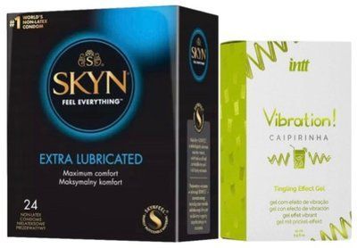 Набор из SKYN Extra Lube (24 шт) + Жидкий вибратор Intt Vibration Caipirinha (15 мл) SOS10095 фото