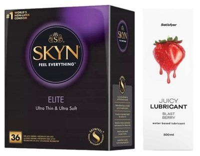 Комплект Лубрикант Satisfyer Juicy Blast Berry 300 мл + Skyn Elite 36 шт SOS12906 фото