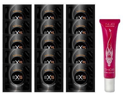 Комплект EXS Black Latex 15 шт + Nuei THOR Orgasmic Gel (10 мл) SOS14605 фото