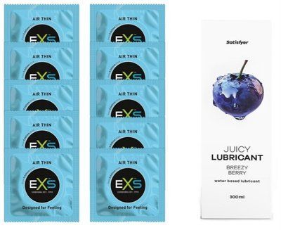 Набір: EXS Air Thin 10 шт. + Лубрикант Satisfyer Breezy Berry 300 мл SOS11198 фото
