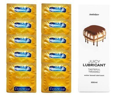 Набір: Pasante Naturelle 10 шт. + Лубрикант Satisfyer Tasteful Tiramisu (300 мл) SOS12054 фото