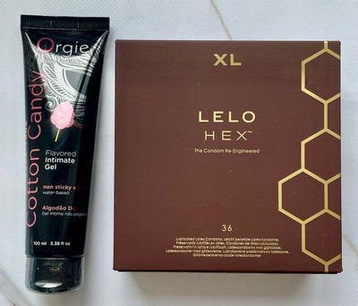 Набір LELO HEX Respect XL 36 шт - Лубрикант ORGIE LUBE TUBE цукрова вата, 100 мл SOS2937 фото