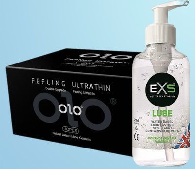 Набір OLO - ультратонкі -001 ( 10 штук) + Лубрикант EXS Aloe 250 мл SOS4498 фото
