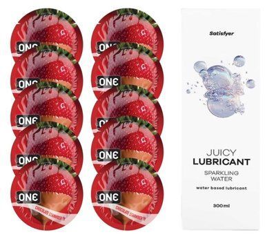 ONE Chocolate Strawberry 10 шт. + Лубрикант Satisfyer Sparkling Water 300 мл SOS12454 фото