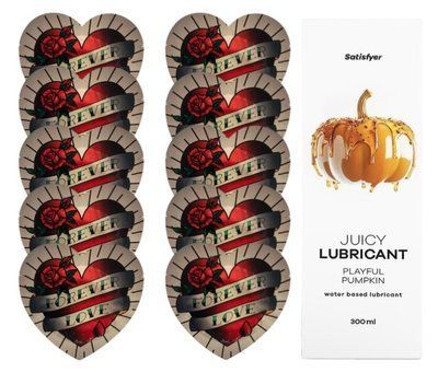 Комплект Pasante Heart 10шт. + Лубрикант Satisfyer Juicy Lubricant Playful Pumpkin 300 мл SOS11554 фото