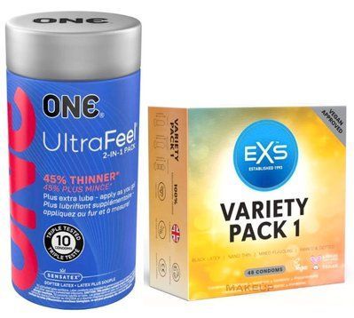 Комплект резинок ONE UltraFeel 2-in-1 10 шт - EXS Mixed Variety Pack 1, 48 шт SOS3137 фото
